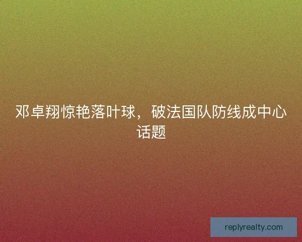 邓卓翔惊艳落叶球，破法国队防线成中心话题
