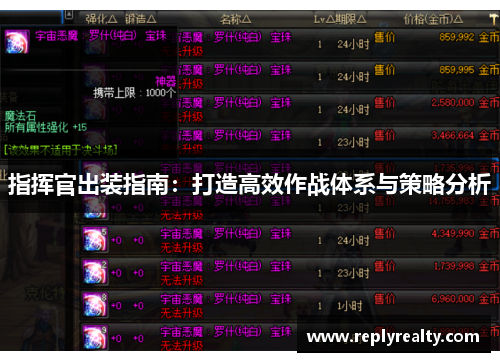 指挥官出装指南：打造高效作战体系与策略分析